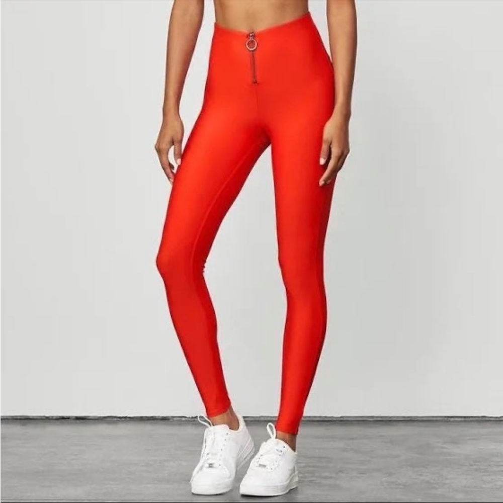 Alo Yoga High Waist Zip Front Airlift Leggings in Cherry (Red)
